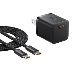 Baseus GaN5 25W Mini Charger for Samsung S24/S23/S21/S20 & iPhone 15 with Type-C Cable