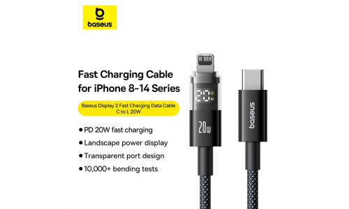 Baseus Display 2 Series PD 20W Type-C to Lightning Fast Charging Cable – 1m