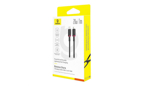 Baseus Dura Series 20W Fast Charging Cable Type-C to Lightning 1m – Red+Black