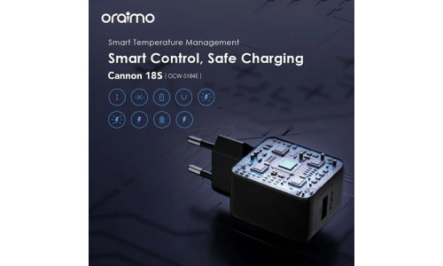 Oraimo Cannon 18S 18W Fast Wall Charger with Cable – Black