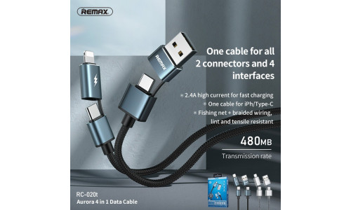Remax RC-020T Aurora Series Four-in-One Data Cable